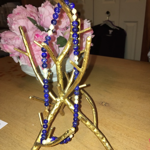 Jewelry - Lapis Pearl 14k Gold Oriental Clasp Bead Necklace